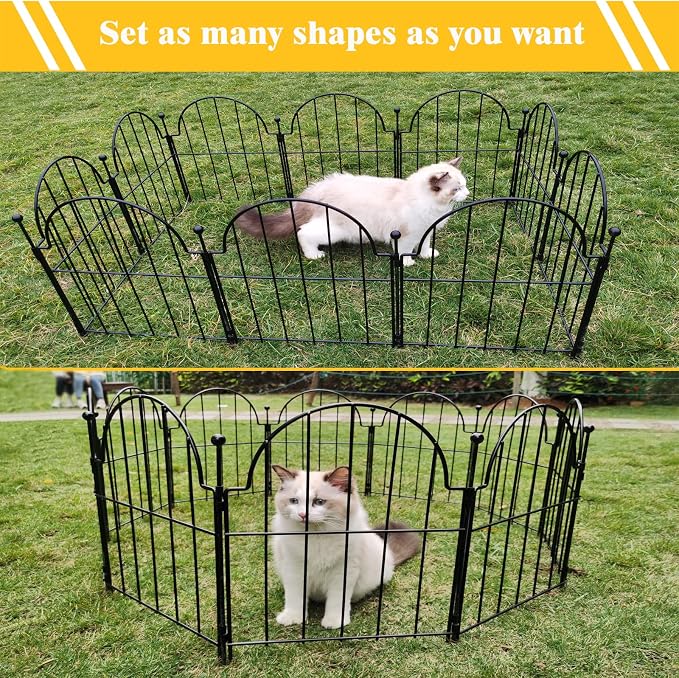 Blingluck Decorative Garden Fence, 17 in(H) x 27.5 ft(L) Arched Rustproof Metal No Dig Garden Fence Border,Ground Stake Animal Barrier Fence, Outdoor Decor for Yard & Patio,25 Pack