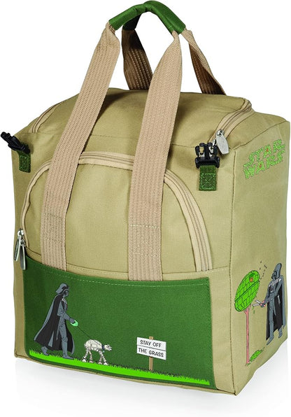 Picnic TIME Star Wars Darth Vader Gardener Folding Seat with Tools, Folding Garden Stool with Detachable Tote and Hand Tool Set Organizer, Portable Gardening Chair, (Olive Green with Beige Accents)