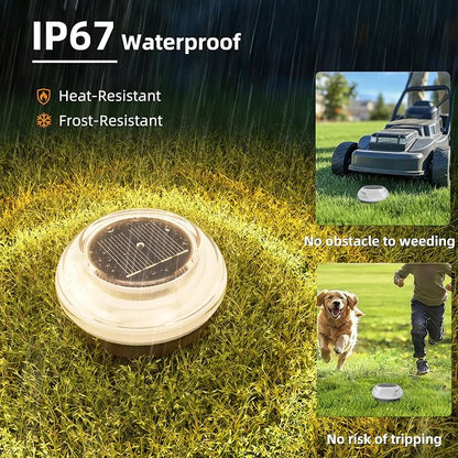 VOLISUN Mini Solar Pathway Lights Outdoor,12 Pack Flat Solar Ground Lights,IP67 Waterproof Solar Powered Disc Lights,Landscape Lighting for Garden Yard Walkway Luces Patio Driveway,Warm White