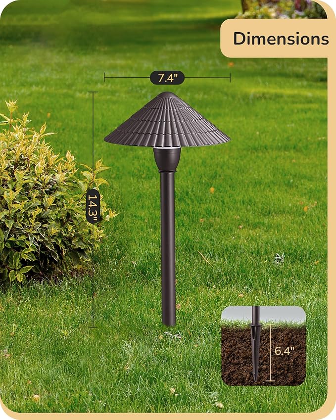 EDISHINE 5CCT Low Voltage Pathway Lights Wired, 2700K/3000K/3500K/4000K/5000K LED Landscape Path Lights, 12V 3W 160LM Waterproof Outdoor Landscape Lighting for Yard Garden Walkway, Aluminum, 4 Pack