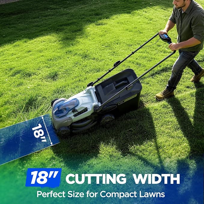 18-Inch Electric Lawn Mower, 40V Brushless Cordless Push Mower with 2x4.0Ah Battery & Charger, 2-in-1 Mulching/Bagging, 6-Position Height for Small to Medium Yards