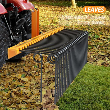 Garvee 72 Inch 3 Point Tractor Rake, Pine Straw Needle Rake | Steel Spring Landscape Rakes Durable Powder Coated Fit for Cat0,Cat1,Cat3 Tractors, Orange