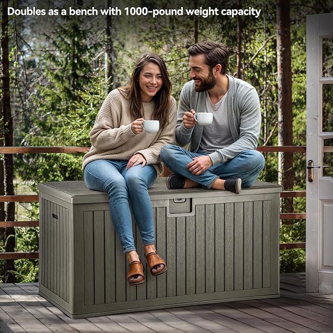 YITAHOME 230 Gallon Large Deck Box with Divider & Side Handles | Outdoor Double-Wall Storage for Patio Furniture Cushions, Garden Pool Accessories, Water Resistant & Lockable