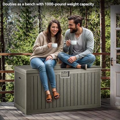 YITAHOME 230 Gallon Large Deck Box with Divider & Side Handles | Outdoor Double-Wall Storage for Patio Furniture Cushions, Garden Pool Accessories, Water Resistant & Lockable