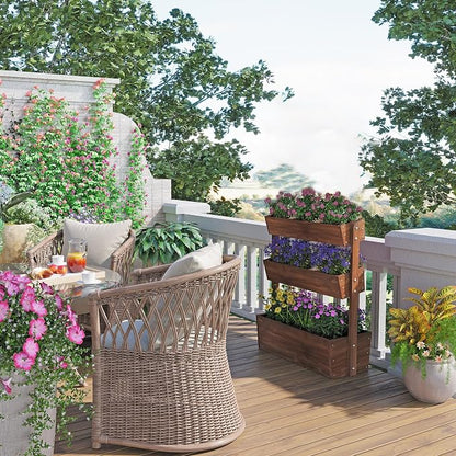 Raised Garden Bed,3 Tier Vertical Garden Planter,Planter Box,Fir Wood Adjustable Freestanding Elevated Herb Stand Tower,Flower Strawberry Vegetable for Outdoor Indoor Balcony,33x17x46,Brown