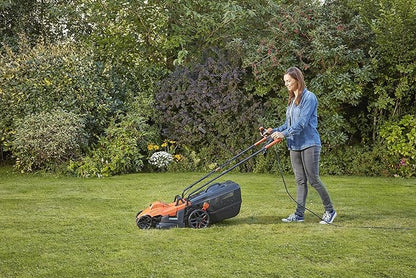 BLACK+DECKER BEMW461BH-QS 1400W Electric Lawnmower 34cm 6 Adjustable Heights 20, 30, 40, 50, 60 and 70mm Ideal for 300 to 400 m²