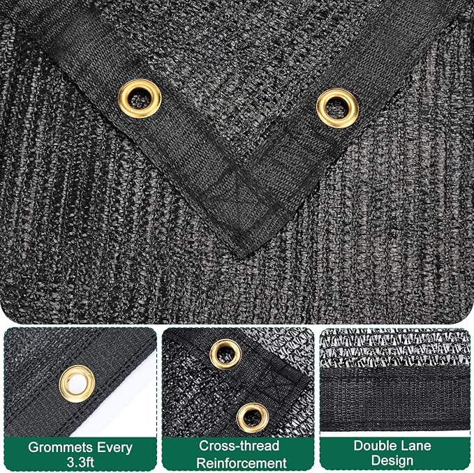 Kesfitt 50% Shade Cloth 20x48 ft, Breathable HDPE Mesh Sun Shade Tarp for Garden & Greenhouse, UV Resistant Outdoor Shade Fabric with Copper Grommets for Plants, Patio, Yard