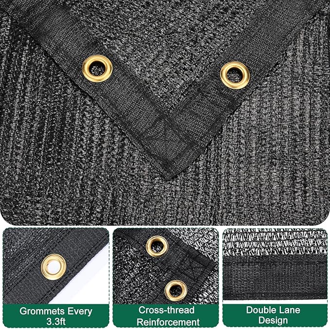 Kesfitt 50% Shade Cloth 20x20 ft, Breathable HDPE Mesh Sun Shade Tarp for Garden & Greenhouse, UV Resistant Outdoor Shade Fabric with Copper Grommets for Plants, Patio, Yard