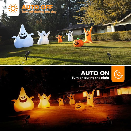 L LOHAS LED Halloween Orange and Purple Spotlights Outdoor, Auto On/Off 5W 120V Landscape Lighting for for House, Holiday, Trees, Decoration, 450LM IP66 Waterproof, UL Listed, 2 Pack