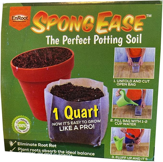 SpongEase Spongease Potting Soil - 1 Quart Pop up Bag - Pro Organic Potting Soil for Seed, Propagation, Plants