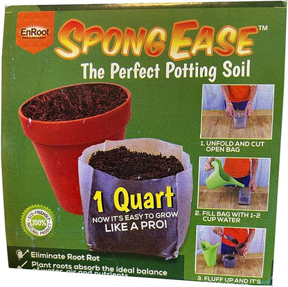 SpongEase Spongease Potting Soil - 1 Quart Pop up Bag - Pro Organic Potting Soil for Seed, Propagation, Plants
