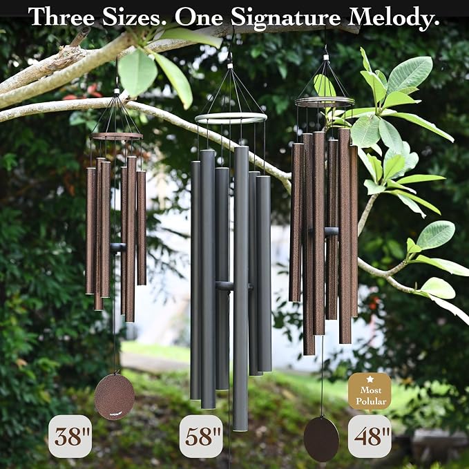 Vanquer Wind Chimes for Outside Deep Tone - 38'' Wind Chimes Outdoor Clearance, Deep Tone, Windchimes Outdoors, Memorial, Sympathy Gift, Garden Patio, Home Décor (Black)