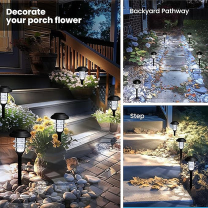 SOLPEX Solar Pathway Lights Waterproof Outdoor Lighting, 8 Pack Cold White | IP44 Waterproof, 8-12H Runtime, Auto On/Off, Tool-Free Install, Yard/Garden/Pathway/Patio/Walkway/Driveway