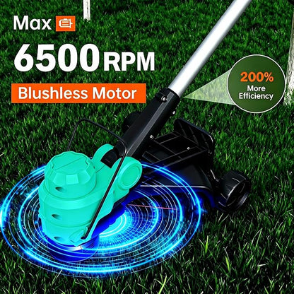 Garvee String Trimmer Cordless - Weed Wacker Battery Powered Electric Weed Trimmer with 2x2.0Ah Batteries, 12" Grass Cutter Auto Line Feed, Lawn Trimmer with 8 Pcs Spools, Lightweight Edger Lawn Tool