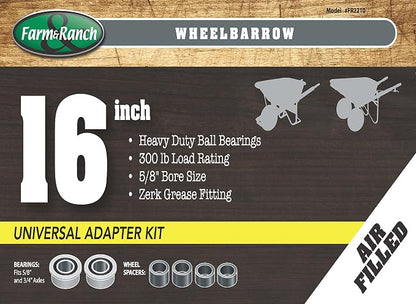 Farm and Ranch FR2210 Pneumati Replacement Tire for Wheelbarrows & Utility Carts, 16-Inch, Black