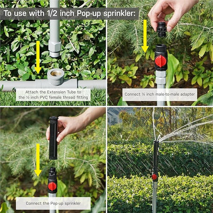 Eden 99989 Multi-Adjustable Sprinkler with Metal Extension Set (12 pcs), Connects to Most Standard (1/2 inch) Threaded Lawn and Garden Watering System