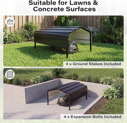 LAUSAINT HOME Robot Mower Garage, Outdoor Storage Shed with Rust-Resistant Metal Roof, All-Weather Protection for Lawn Mowers, Garden Tool Fits Most Standard Lawn Mowers