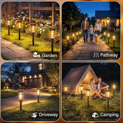Ollny Solar Pathway Lights Outdoor 8 Packs, Solar Garden Lights IP65 Waterproof, LED Solar Powered Path Light Auto On/Off, Landscape Lighting for Yard Walkway Driveway Porch Outside Decor