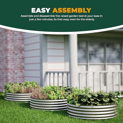 Utopia Home Galvanized Raised Garden Bed Kit 2x2x1 Ft, Planter Box Round Raised Garden Beds Outdoor, Easy Assembly Metal Raised Bed for Gardening Vegetables, Fruits, Flowers, Pack of 2, Silver
