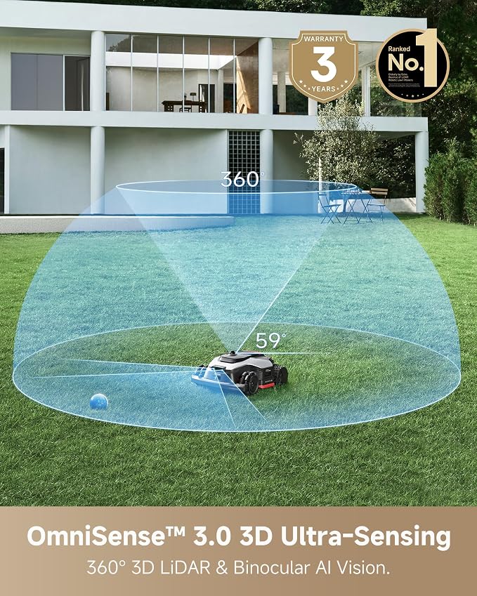 DREAME LiDAR Robot Lawn Mower A3 AWD Pro 3500 +Garage Set, Wire Free No RTK, 4WD for 38.7° Slopes Robotic Lawn Mowers,Dual-Disc Cutting 15.8" Width