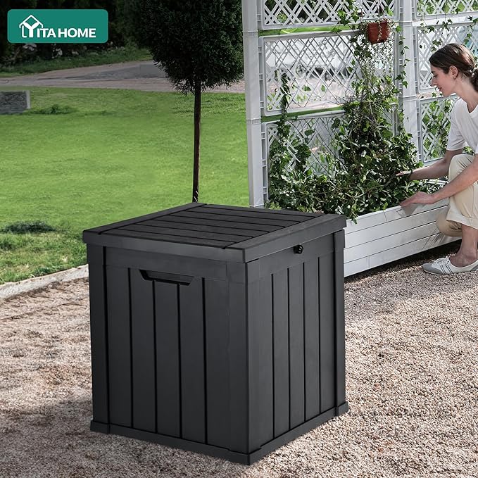 YITAHOME Deck Box | 51 Gallon Weatherproof Outdoor Storage Container for Patio Cushions, Pool Supplies, Garden Tools, Lockable Lid and Side