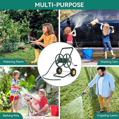 Hose Reel Cart, 250FT 5/8" All-Terrain Mobile Water Hose Truck, Heavy-Duty Rust-Proof Iron Frame Industrial Garden Cart for Outdoor Lawn Yard & Car Washing