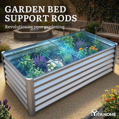 YITAHOME 6x3x3ft Galvanized Raised Garden Bed, Metal Planter Box with Safety Rubber, Gloves, Outdoor Flower Bed for Planting Plants Vegetables, Silver
