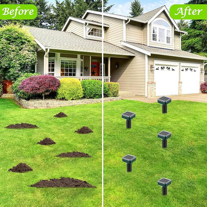 8 Pack Solar Powered Mole Repellent, Ultrasonic Outdoor Pest Repeller for Lawns & Gardens - Waterproof, Chipmunk, Vole, Gopher, Groundhog, Snake Deterrent (Dark Green)