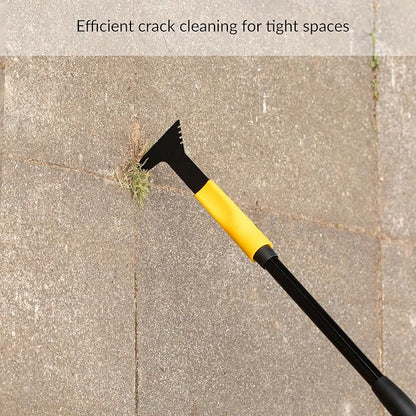 Gardenised 4-in-1 Durable Crack Weeder, Scraper, Moss & Debris Remover, and Cleaning Brush with 2 Replaceable Bristle Heads for Lawn, Patio, Driveway, Exterior Wall, and Yard Maintenance
