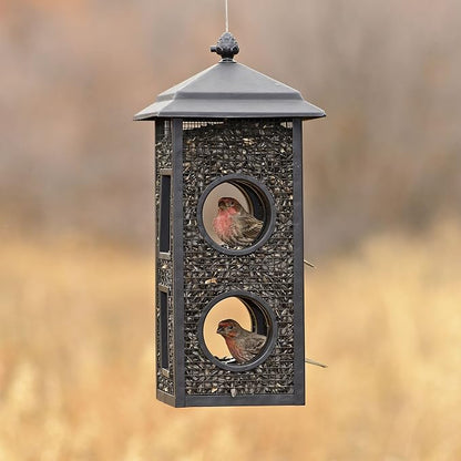 Perky-Pet Fly-Thru Wild Bird Feeder, 2 lb Seed Capacity | All-Metal Construction, Mesh Sides, Outdoor Hanging Feeder with Mesh Sides and Perch Stations