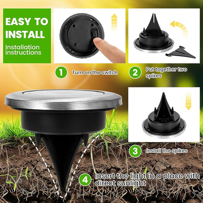 PATIOWIN Mini Solar Ground Lights, 16 Pack Solar Powered Pathway Lights, Waterproof Outdoor Light for Garden, Driveway, Walkway, Backyard, Patio (Warm White)