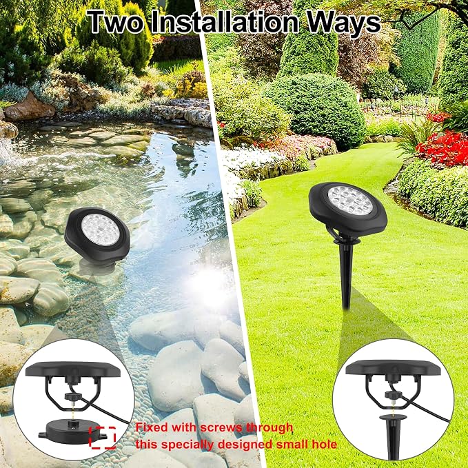 Solar Pond Lights, 18 LED Super Bright Underwater Spotlights LED Submersible Pond Light IP68 Waterproof Fountain Lights for Fish Aquarium Tank Garden Yard Pool Decor Cold White (3-in-1)