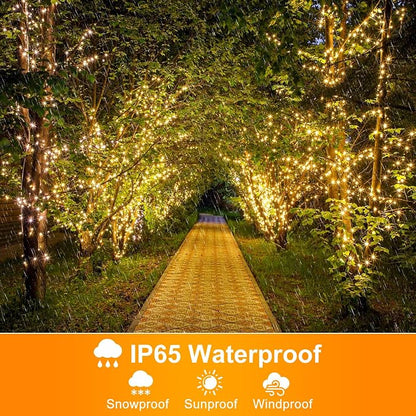 328FT 1000 LED Christmas Lights, Plug in Warm White Christmas Tree Lights Outdoor with Timer and 8 Modes, Green Wire Waterproof String Lights for Indoor Yard Patio Xmas Holiday Decorations