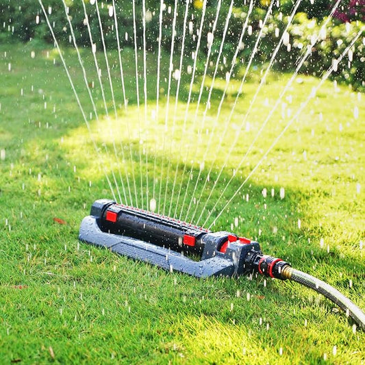 Eden 94094 Turbo Oscillating Sprinkler, Covers Up to 4,000 sq. ft., 18 Precision Nozzles, Adjustable Range and Width, Flow Control, Weighted Base, Quick Connect Starter Set