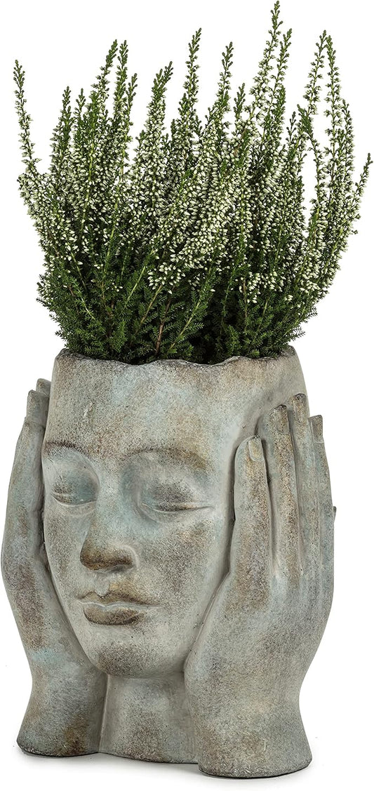 Abbott Collection Head in Hands Planter-9" H