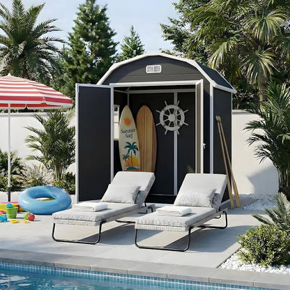 Resin Shed with Floor 6x4.5 FT, Top Larger Storage Space, Outdoor Storage Shed with Lockable Door, Outside Shed Perfect to Store Patio Furniture, GardenTools Bike Accessories, for Gardens, Backyards