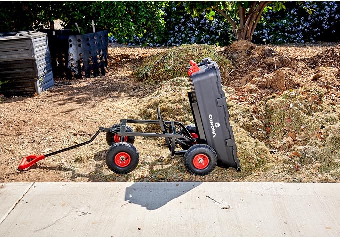 Corona Poly Dump Cart 400 Pound Capacity Quick Release Dumping 10 Inch Pneumatic Tires for Gardening