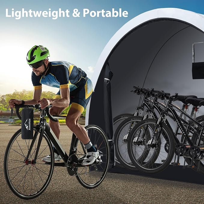 Bike Storage Shed Tent with Rain Fly, Enhanced Waterproof & Sun Protection Outdoor Storage for Bicycle, Motorcycle, Easy Setup Portable Shelter for Garden Tools, Lawn Mower (Extra Large)