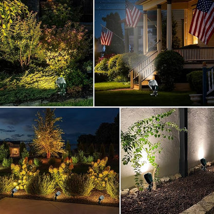 Outdoor Spot Lights,120V Timer Remote Control,IP67 Waterproof,2 Pack, | 6000K Energy saving Landscape Lighting, 5 Color Lenses (RGB,Yellow,Purple),Halloween Christmas Lighs for Flag Tree Garden