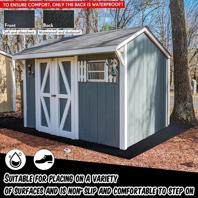 Haull Shed Floor Mat 8.2 x 8.2 ft, Outdoor Storage Sheds Flooring Mat with Waterproof PE Backing, Absorbent Felt Top, Non Slip Washable Protector Rug for Garden, Garage, Carport, Shed Not Included