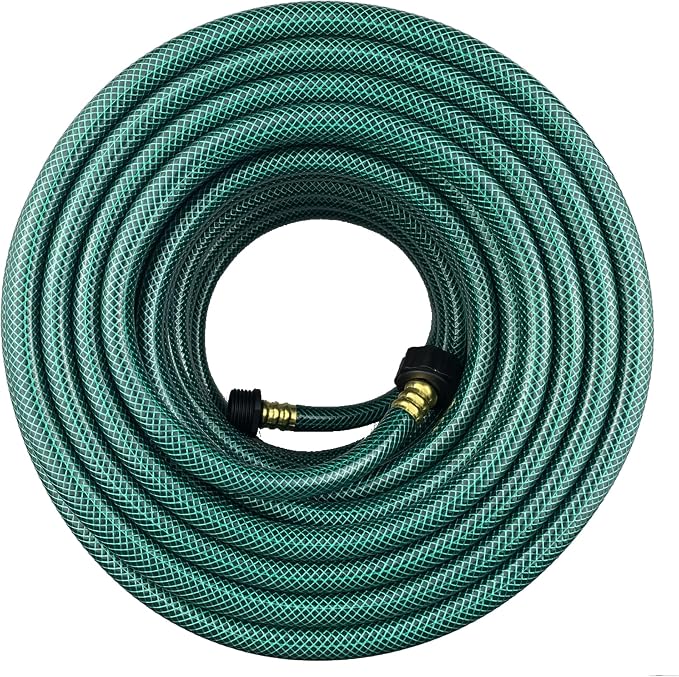 Darnassus PVC Garden Hose 1/2 Inch, 100 FT Flexible Water Hose Green with Male and Female Plastic Fittings - No Leaking and Lightweight for Household Outdoors Lawns Patio