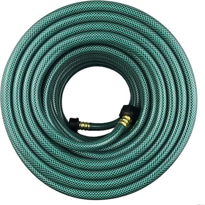 Darnassus PVC Garden Hose 1/2 Inch, 100 FT Flexible Water Hose Green with Male and Female Plastic Fittings - No Leaking and Lightweight for Household Outdoors Lawns Patio
