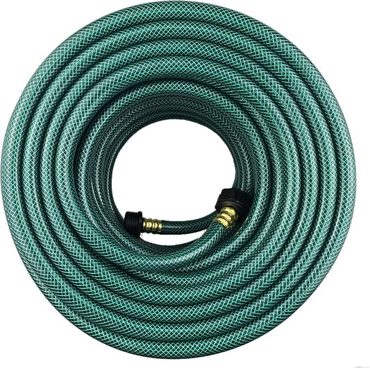 Darnassus PVC Garden Hose 1/2 Inch, 100 FT Flexible Water Hose Green with Male and Female Plastic Fittings - No Leaking and Lightweight for Household Outdoors Lawns Patio