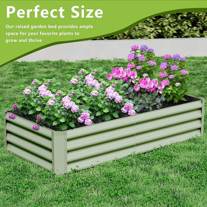 2PCS 4x2x1FT Galvanized Raised Garden Bed, Galvanized Planter Raised Garden Boxes Outdoor, Large Metal Raised Garden Beds for Vegetables-Green