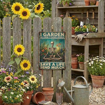 Garden Decor Sign I Garden So I Don't Choke People Wall Art | Garden Lovers • Yard Flower Bed Display • Garden Theme • Funny Vintage Style • UV Printed • 8x12 Inch