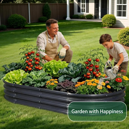 Gartist 8×4×1 ft Large Gray Raised Garden Bed Planter, Easy Assembly Metal Garden Bed Outdoor for Vegetables, Flowers & Herbs