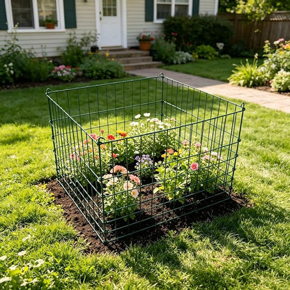 Garden Wire Compost Bin 30x30x24 inches, Green, Garden Bed Fencing