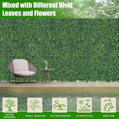 Artificial Boxwood Roll, 60x160 in (67 sqft) UV-Anti Faux Ivy Grass Wall Backdrop for Balcony Privacy, Fake Grennery Wall Decor for Garden, Patio, Backyard