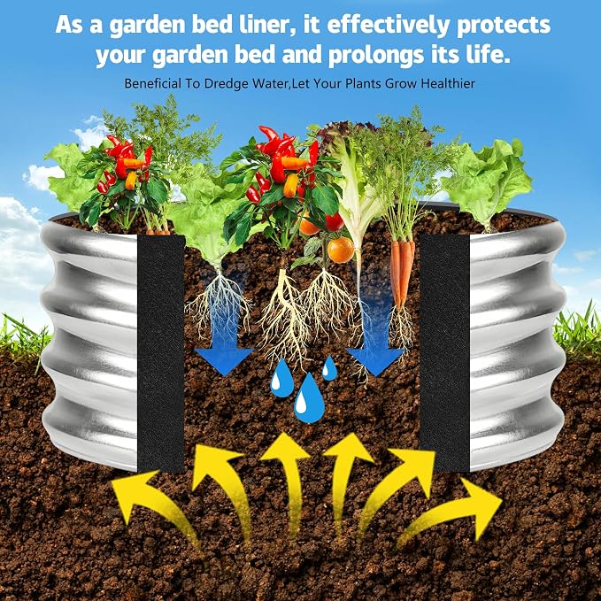 2 Sets 2 x 2 x 1 ft Raised Garden Bed Liner Bag, Breathable Grow Bed Fabric Liners with Clips and Gloves, Garden Box Non Woven Bag for Outdoor Plants Growth Keep Soil Isolation (No Garden Bed)
