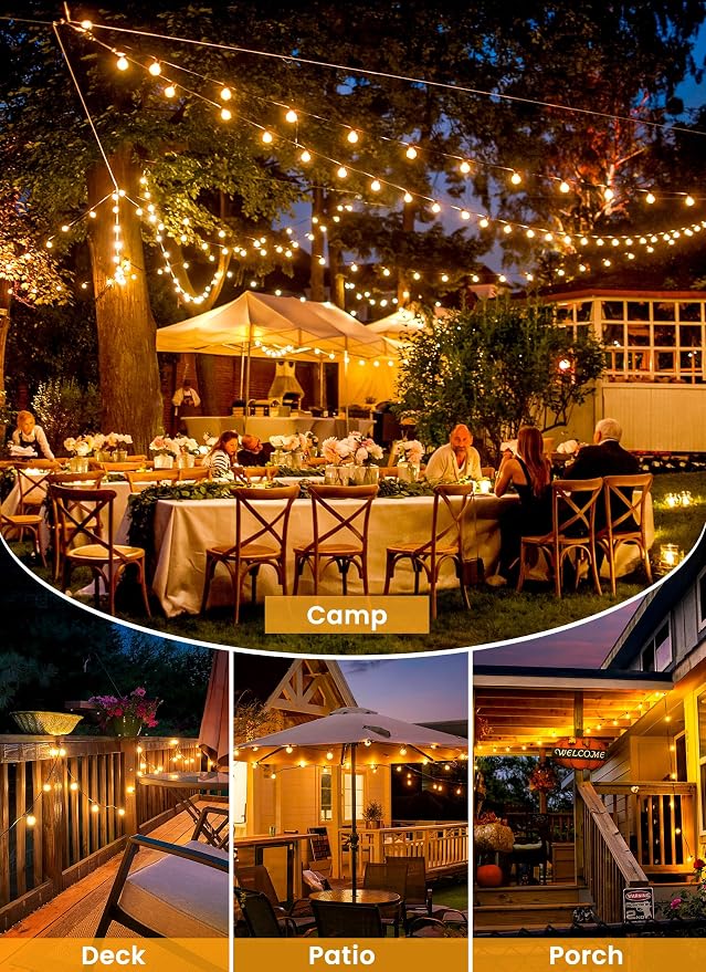 Brightown 208FT 102LED Solar String Lights Outdoor with Remote & USB Port, Shatterproof Bulbs, Dimmable & Timable, 3 Modes, Patio Lights with Mount Clips for Backyard Garden Decor - Last for 40+Hrs